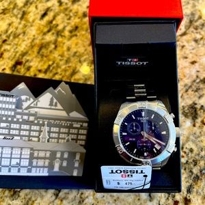 Tissot Mens Chronograph PR100 Sport 44mm, blue face and stainless band